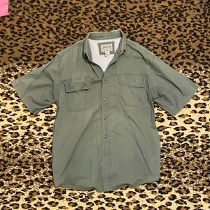 Bimini Bay Men’s Short Sleeve Button Up Fishing Shirt Green Large